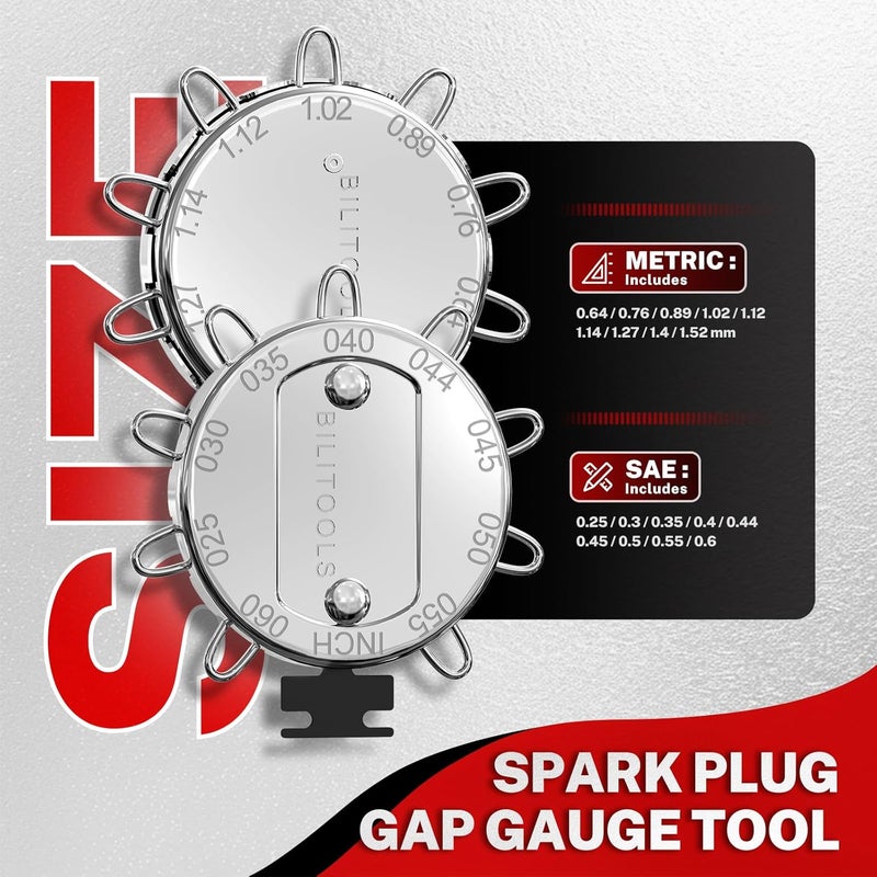 BILITOOLS 7 Piece Magnetic Swivel Spark Plug Socket Set with Gap Tool, 3/8-Inch Drive, 9/16'', 5/8'', 14mm, 16mm, 6 & 12 Point, CR-V - Image 3